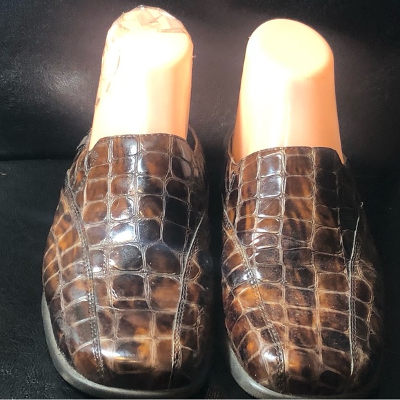 Mephisto Cool Air Mule France Brown Alligator Cork Patent Leather Shoes Sz 9 - Picture 2 of 13